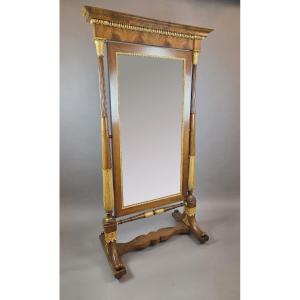 Miroir psyché Empire en acajou et bois doré, 19th