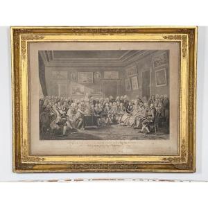 Impression d'après la gravure "Louis XV, une soirée chez Madame Geoffrin", 19th