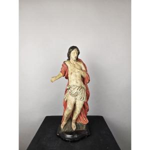 Christ en bois sculpté polychromé, circa 1800