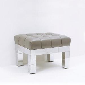  Paul Evans "cityscape Series" Leather And Chrome Stool, Circa 1970