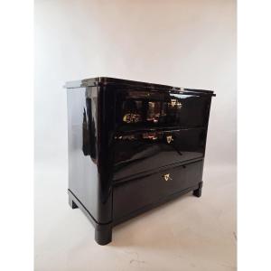 Commode Biedermeier en bois laqué noir, fin 19th