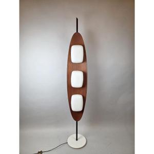 Totem Floor Lamp By Goffredo Reggiani, Wood, Marble And Opaline Glass, Italy, 1970s