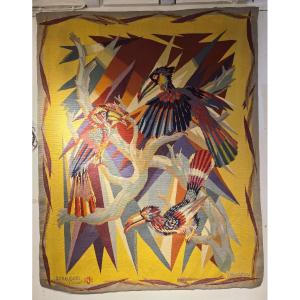 Jean van Noten ,belge 1903-1982 tapisserie aux oiseaux  circa 1960 