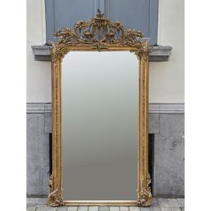 Fireplace Mirror In Wood And Gilded Stucco, 19th