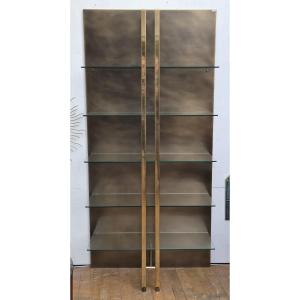 Etagère moderniste, en cuivre et laiton, vers 1970