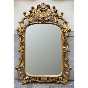Miroir de cheminée en bois doré, 19th