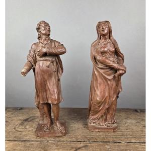 Two Terracotta Bazzetti, 18th Century
