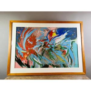 Huile sur carton , Dré Aerts, belge, années 90