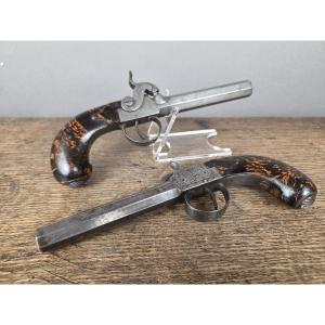 Pair Of Box Pistols, Liège Circa 1840