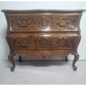 Louis XV Style Chest Of Drawers In Walnut, 20th