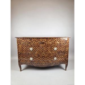 Louis XV Style Inlaid Wood Chest Of Drawers,18th Century