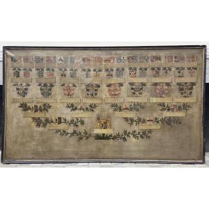 Tableau héraldique, huile sur toile, 18th
