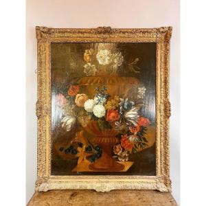 Huile sur bois "nature morte aux fleurs" 17th