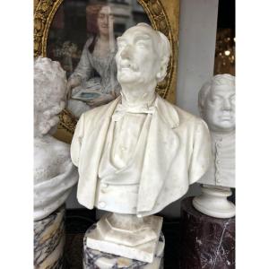 Bust Of A Dignitary In White Marble, Late 19th Century