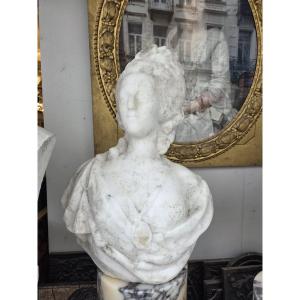 White Marble Bust Of Marie Antoinette, 19th