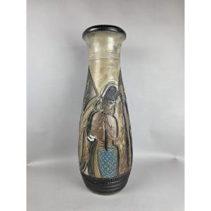 Stoneware Vase With African Motifs, Roger Guérin