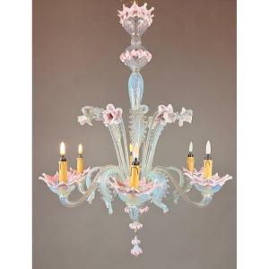 6-arm Murano Chandelier, 20th