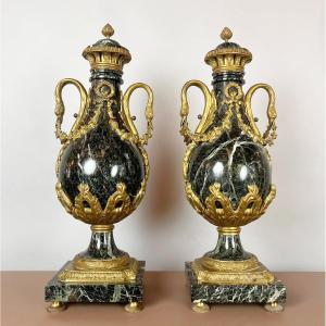 Pair Of Marble And Bronze Casserole Dishes, 19th Century
