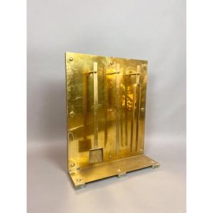 Gold-plated Brass Fireplace Accessories, 1970s