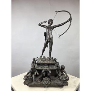 Bronze à patine brune "Archer" vers 1900