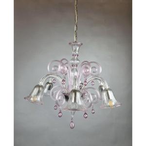 Six-arm Murano Chandelier With Scrollwork, 20th Century