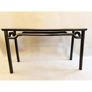 Console japonisante en bois noirci, milieu du XXe siècle