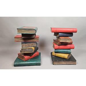 Pair Of “stacked Books” Side Tables, Attributed To Maitland-smith