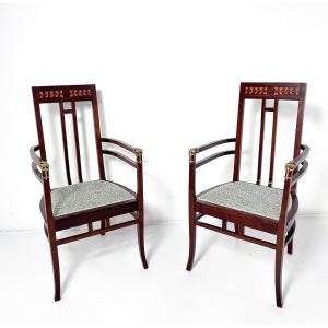 Pair Of Art Nouveau Chairs By Carlo Zen, Italy, Circa 1900