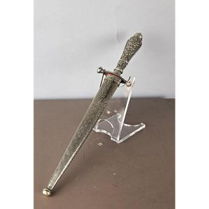 Romantic Dagger Made Of Silver-plated Metal, Decorated With A Satyr's Head, Circa 1850