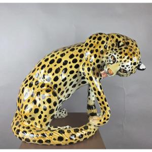 Glazed Terracotta Cheetah, Italy, Circa 1970