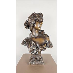 "cinderella" Bronze Sculpture, Signed E. Villanis (1858–1914), Art Nouveau Period.
