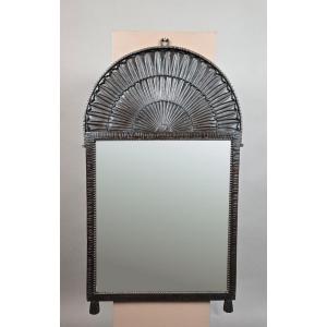 F. Carion, miroir en fer forgé martelé, signé