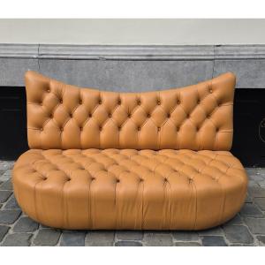 Tufted Leather Sofa, 20th