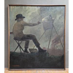 Valery Vander Poorten, Huile sur toile "Le peintre"