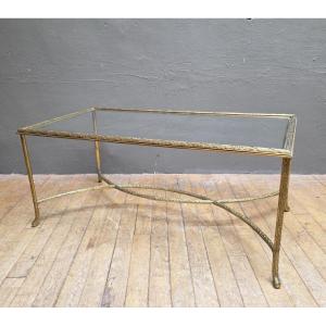 Maison Charles, Brass Coffee Table With Laurel Frieze Decoration, Circa 1970