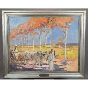 F. Allard l'Olivier, Oil On Canvas, "drogmans Farm In Katanga"