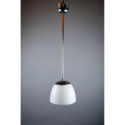 Suspension Signed Elte In White Opaline And Chromed Metal