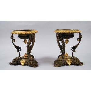 Pair Of Bronze Cups, Napoleon III