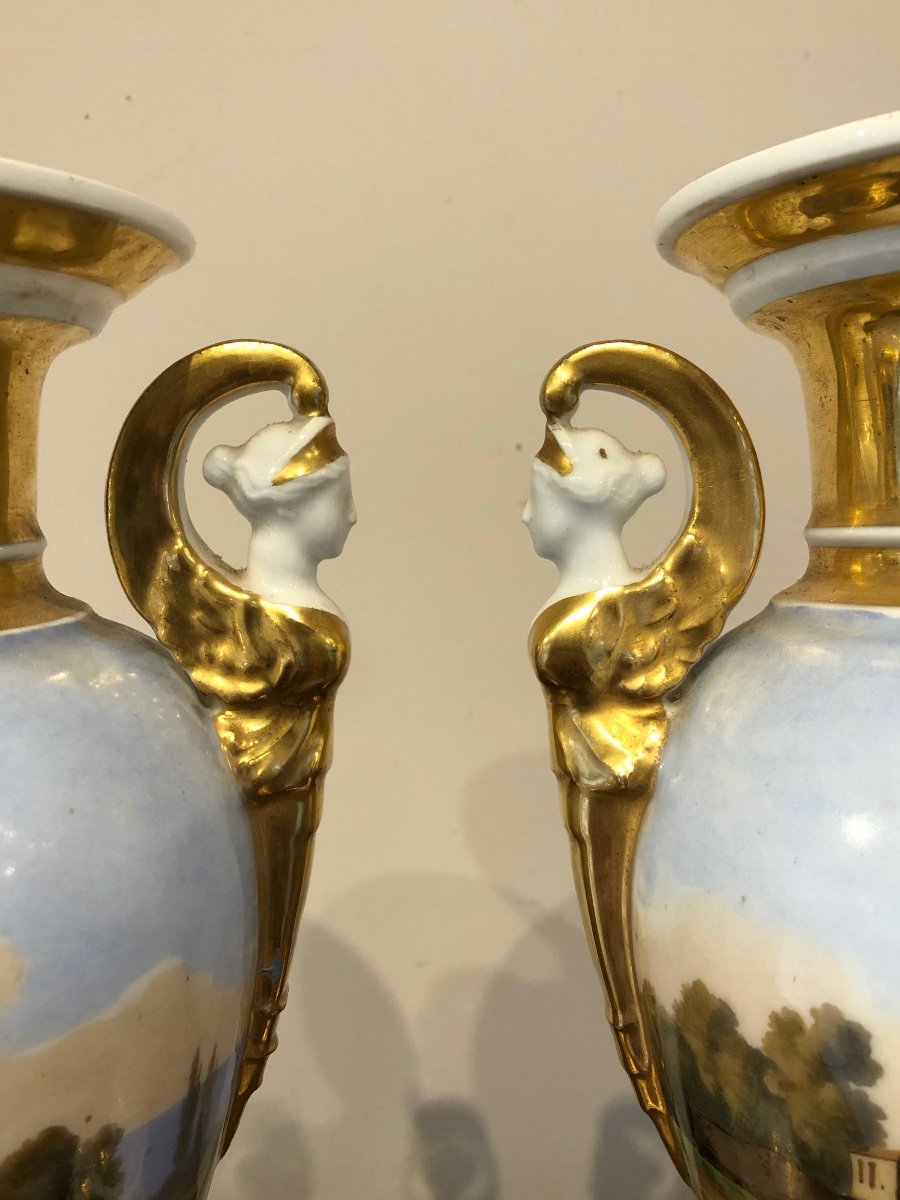 Grande Paire De Vases En Porcelaine D’epoque Empire -photo-3