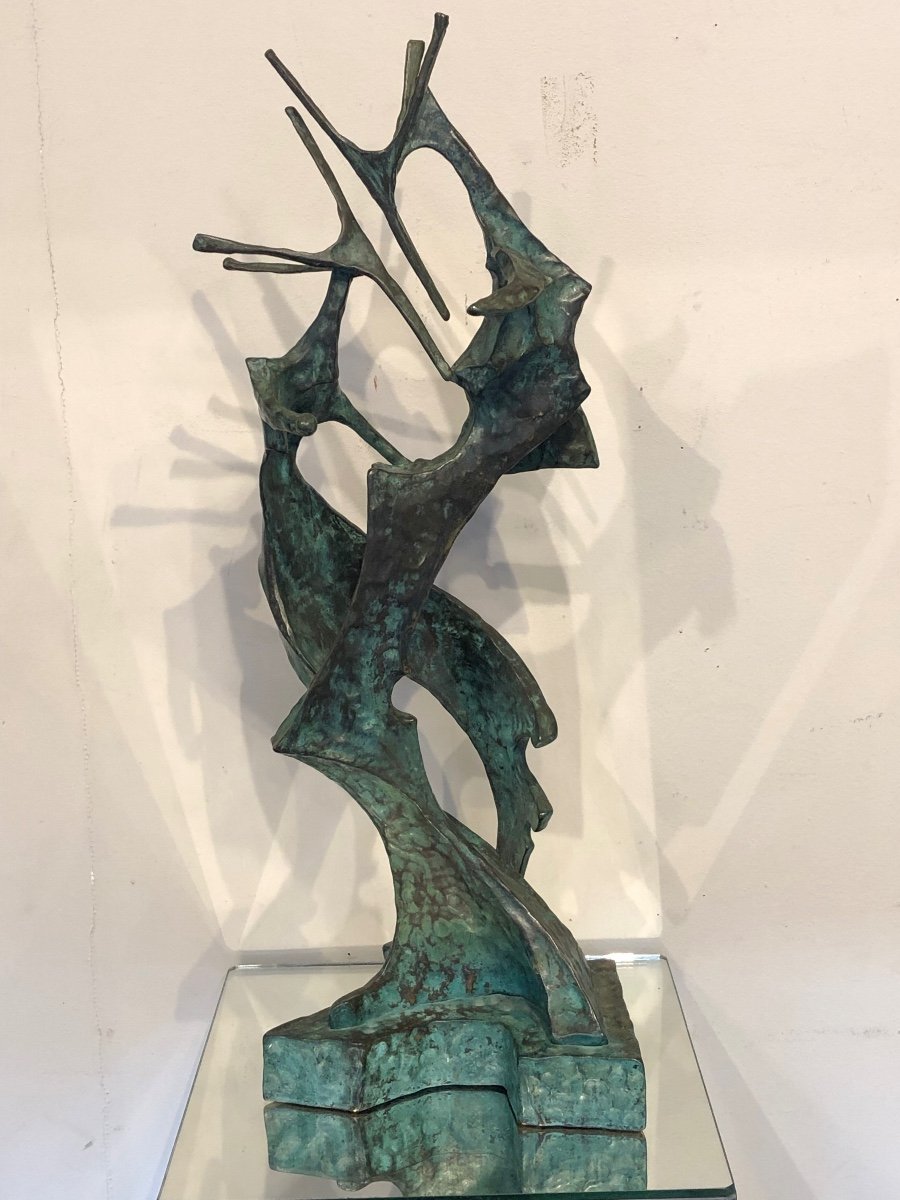 Bronze «  Le Baiser «  Signé : Robert Cranois Né En 1940 -photo-4