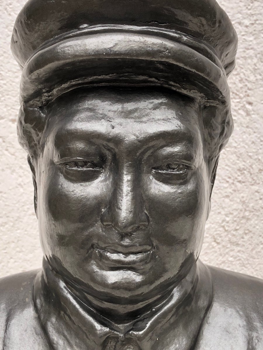 Buste De Mao Zedong En Terre-cuite Circa 1930/40 -photo-3
