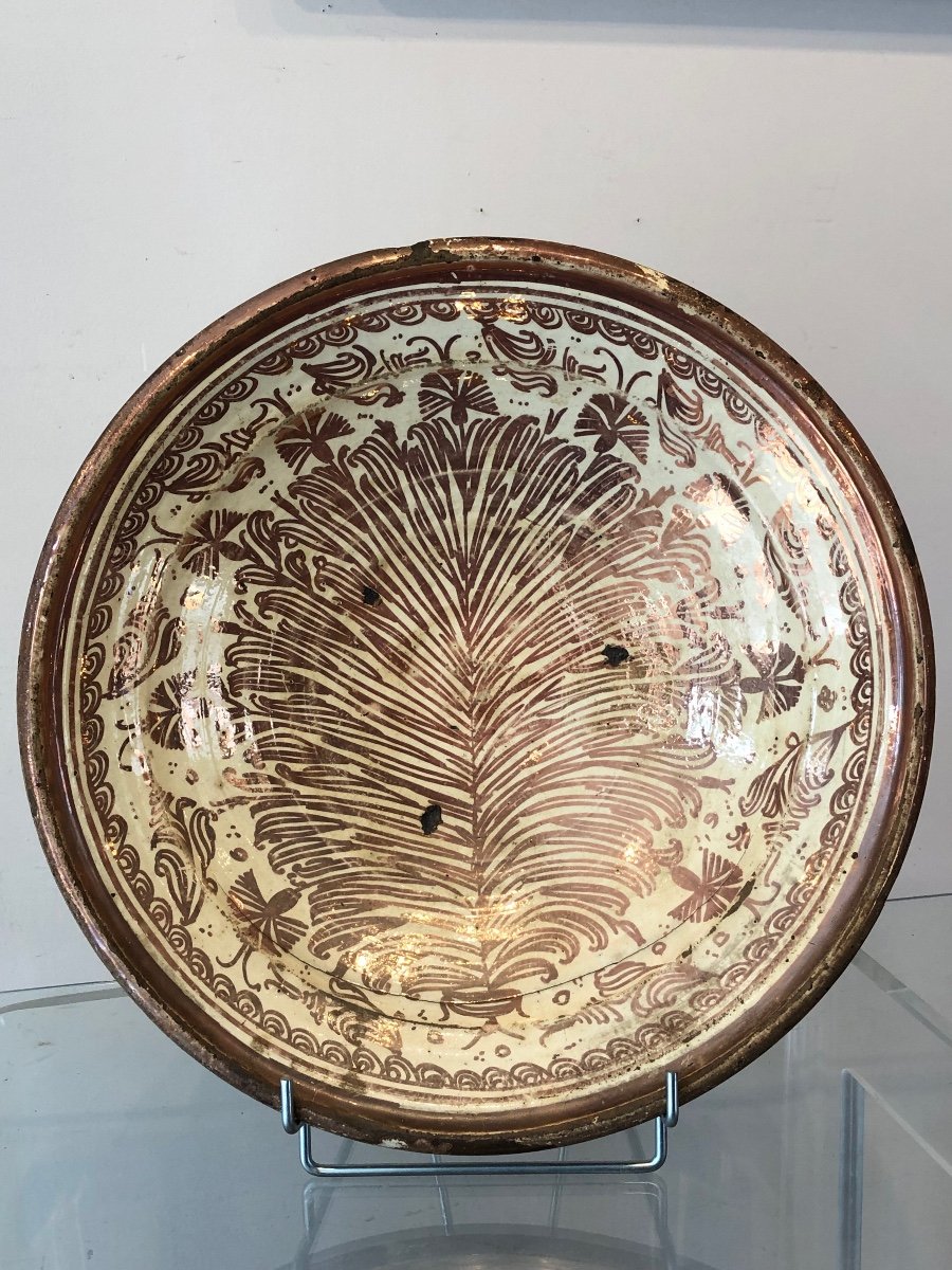 Grand Plat En Céramique Lustrée Manises XVIII ème -photo-2