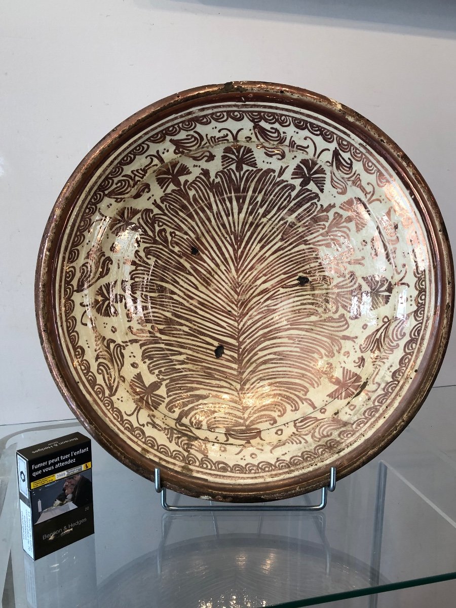 Grand Plat En Céramique Lustrée Manises XVIII ème -photo-3