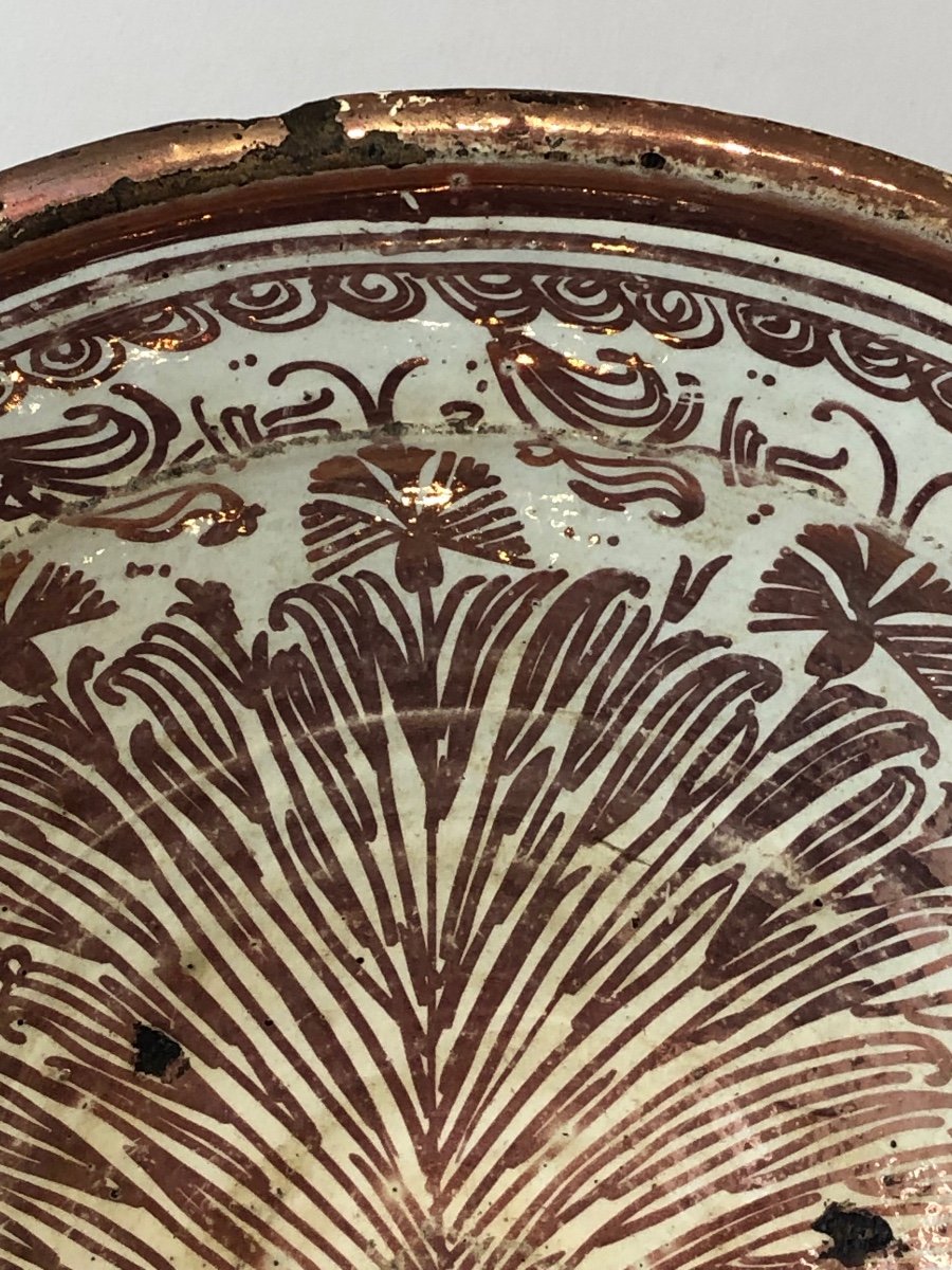 Grand Plat En Céramique Lustrée Manises XVIII ème -photo-4