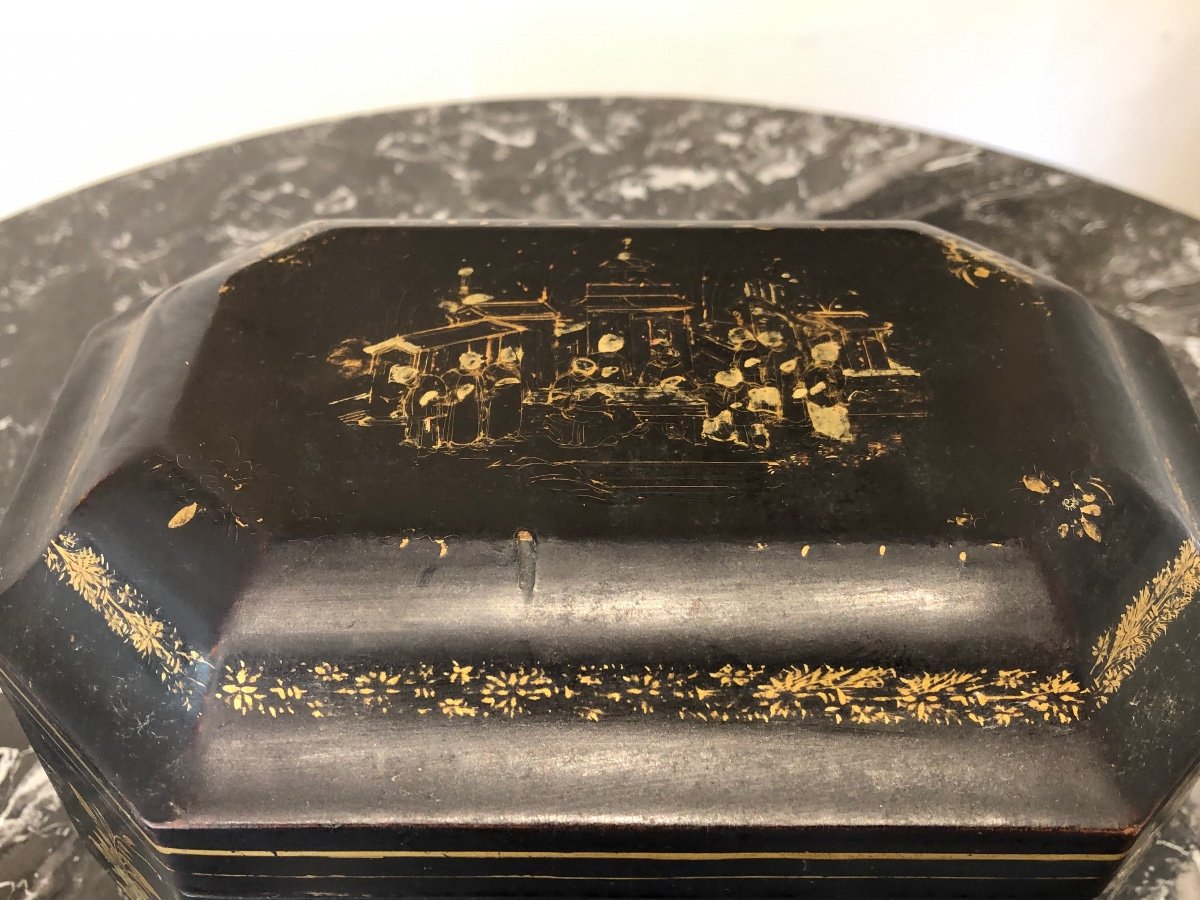 Boîte à Thé En Laque Chine Vers 1880 -photo-3