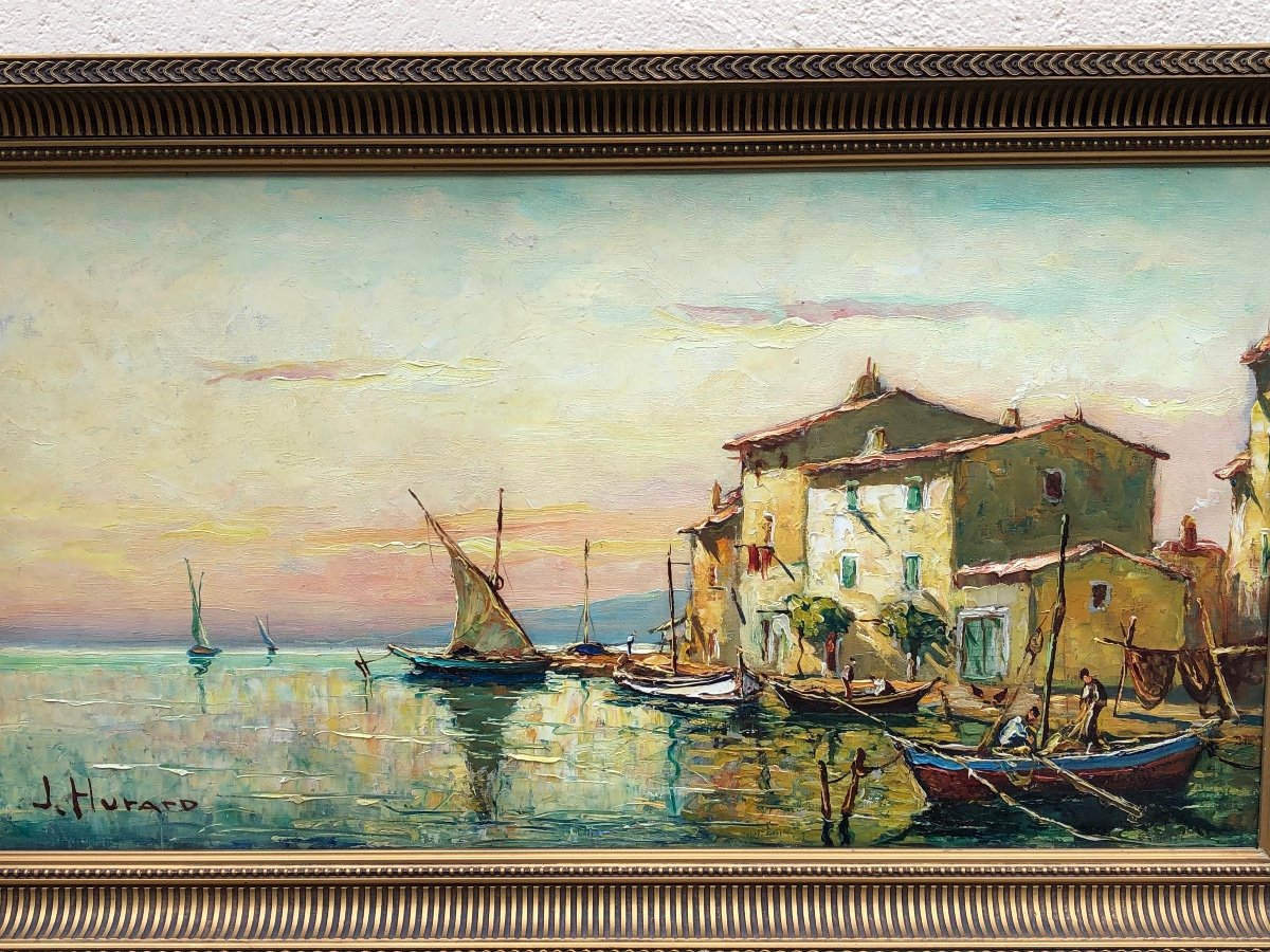 Hurard Joseph « effet Du Soir Martigues «  Huile Sur Toile -photo-4