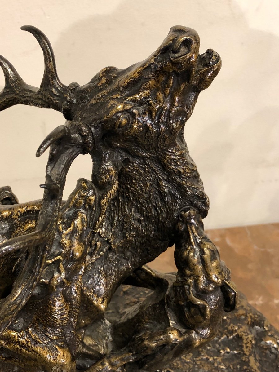 Pierre Jules Mêne 1810-1879 “the Hallali Du Cerf” Important Bronze-photo-4
