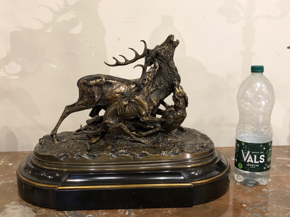 Pierre Jules Mêne 1810-1879 “the Hallali Du Cerf” Important Bronze-photo-8