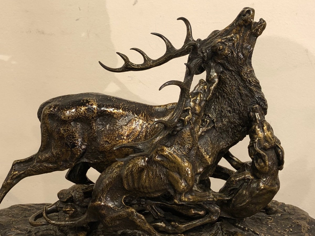 Pierre Jules Mêne 1810-1879 “the Hallali Du Cerf” Important Bronze