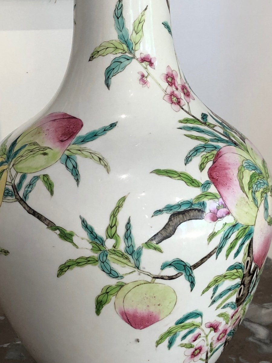 Vase “with Peaches Of Longevity” Chinese Porcelain Republic Period -photo-3